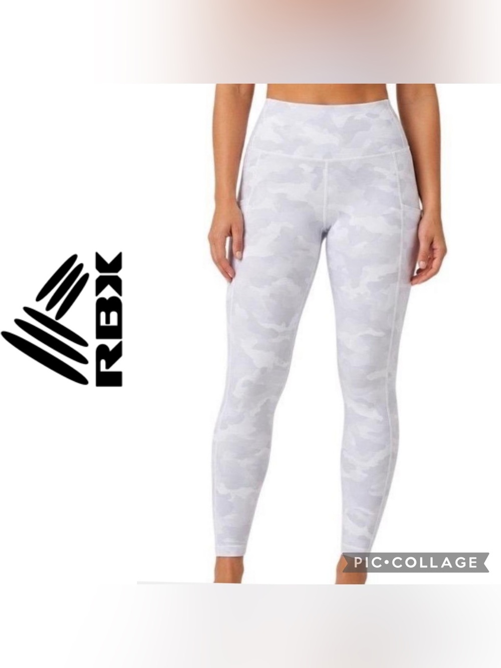 RBX Women’s Light Gray White Camo High-Waist Leggings